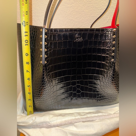Christian Louboutin Black and Red Crocodile Texture Tote - Picture 13 of 15